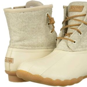 Sperry Saltwater Emboss Wool Boots Off-White sz8